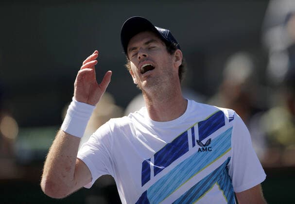 Mandatory Credit: Photo by Ella Ling Shutterstock (12844917j) Andy Murray of GBR celebrates on match point BNP Paribas Open, Tennis, Day 3, Indian Wells Tennis Garden, California, USA - 11 Mar 2022 BNP Paribas Open, Tennis, Day 3, Indian Wells Tennis Garden, California, USA - 11 Mar 2022  Copyright: xEllaxLing Shutterstockx 12844917j