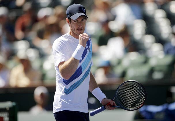 Mandatory Credit: Photo by Ella Ling Shutterstock (12844917ce) Andy Murray of GBR celebrates BNP Paribas Open, Tennis, Day 3, Indian Wells Tennis Garden, California, USA - 11 Mar 2022 BNP Paribas Open, Tennis, Day 3, Indian Wells Tennis Garden, California, USA - 11 Mar 2022  Copyright: xEllaxLing Shutterstockx 12844917ce