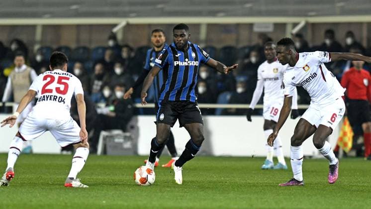 IPP20220310 Football - soccer: UEFA Europa League 2021 2022, Atalanta Bergamo - Bayer 04 Leverkusen, Jeremie Boga (Verwendung nur in Deutschland - GERMANY ONLY) *** IPP20220310 Football soccer UEFA Europa League 2021 2022, Atalanta Bergamo Bayer 04 Leverkusen, Jeremie Boga Use only in Germany GERMANY ONLY 