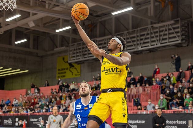 Isaiah Crawley Tigers Tuebingen, 53 Tigers Tuebingen vs VfL SparkassenStars Bochum, 2 Basketball Bundesliga, Pro A, Barmer 2 Basketball, 29 Spieltag , Spielzeit 2021 2022, 12 03 2022 Tigers Tuebingen vs VfL SparkassenStars Bochum, 2 Basketball Bundesliga, Pro A, Barmer 2 Basketball, 29 Spieltag , Spielzeit 2021 2022, 12 03 2022 Tuebingen Copyright: xNinaxSanderx xEibnerxPressefotox EP_NSR