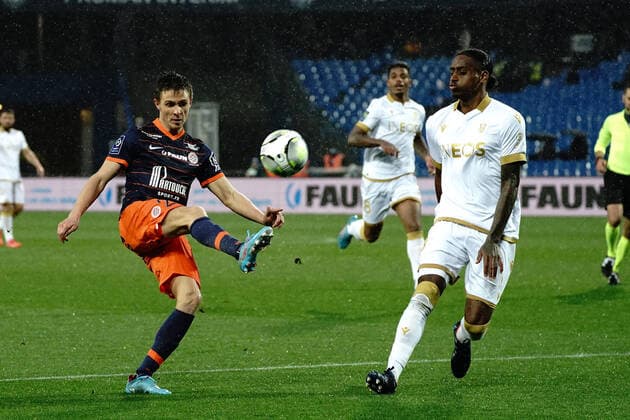 Arnaud Souquet (Montpellier FC) - Pablo Rosario (OGC Nice) FOOTBALL : Montpellier vs OGC Nice - Ligue 1 Uber Eats - Montpellier - 12 03 2022 NorbertScanella Panoramic 