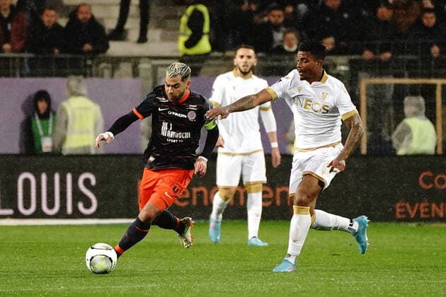 Teji Savanier (Montpellier FC) - Mario Lemina (OGC Nice) FOOTBALL : Montpellier vs OGC Nice - Ligue 1 Uber Eats - Montpellier - 12 03 2022 NorbertScanella Panoramic 