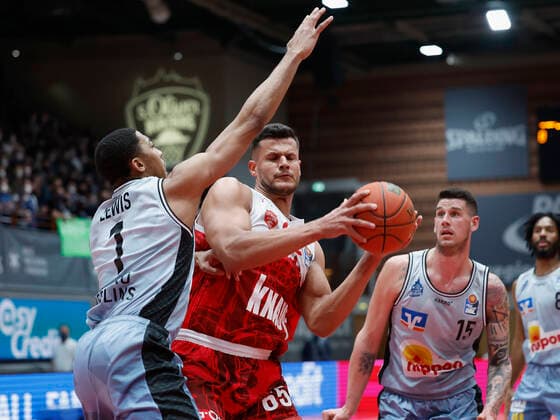 12 03 2022, Basketball, BBL, Hauptrunde, s Oliver Wuerzburg Hakro Merlins Crailsheim, GER, Wuerzburg, tectake Arena Picture from left Jaren Lewis Merlins , Filip Stanic s Oliver Wuerzburg and Bogdan Radosavljevic Merlins Copyright: HMBxMedia xHeikoxBecker