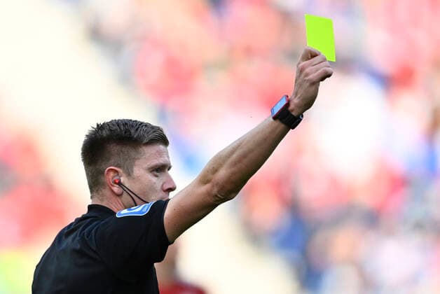Referee Referee Robert Schroeder shows yellow card yellow warning TSG 1899 Hoffenheim vs FC Bayern Muenchen FCB 12 03 2022 DFL REGULATES PROHIBIT ANY USE OF PHOTOGRAPHS AS IMAGE SEQUENCES AND OR QUASI VIDEO TSG 1899 Hoffenheim vs FC Bayern Muenchen FCB