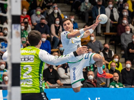 Lucas Krzikalla SC DHfK Leipzig, 08 from outside, Frisch Auf Goeppingen vs SC DHfK Leipzig, Handball, Men, 1 Bundesliga, 12 03 2022 EIBNER Michael Schmidt Frisch Auf Goeppingen vs SC DHfK Leipzig, Handball, Men, 1 Bundesliga, 12 03 2022 Goeppingen Copyright: xEIBNER MichaelxSchmidtx EP_MST