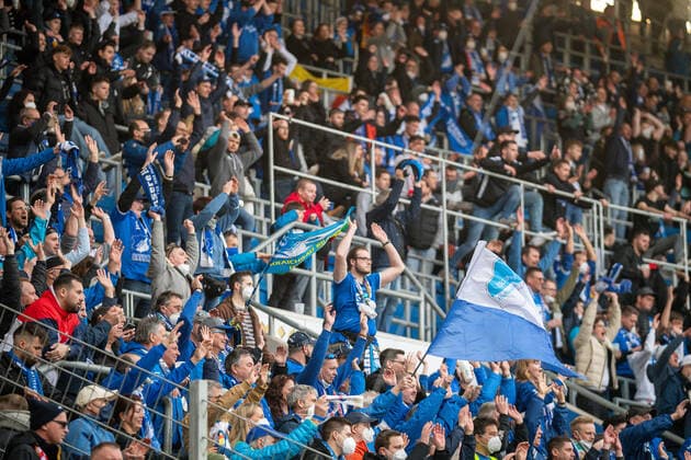 Fans Hoffenheim, GER, TSG 1899 Hoffenheim vs FC Bayern Muenchen, Football, Bundesliga, 26 Spieltag, Spielzeit 2021 2022, 12 03 2022, DFB DFL regulations prohibit any use of photographs as image sequences and or quasi video , GER, TSG 1899 Hoffenheim vs FC Bayern Muenchen, Football, Bundesliga, 26 Spieltag, Spielzeit 2021 2022, 12 03 2022 Sinsheim Copyright: xEibner-Pressefoto SaschaxWaltherx EP_EER