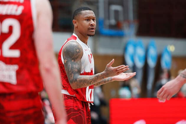 12 03 2022, s Oliver Wuerzburg vs HAKRO Merlins Crailsheim, easyCredit BBL, 25 matchday, GER, Wuerzburg, tectake Arena, In picture amazement at Charles Callison s Oliver Wuerzburg Copyright: HMBxMedia xJulienxBecker