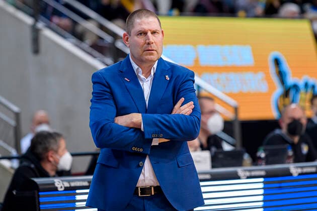 Ludwigsburg, Germany 12 March 2022 BBL 21 22 MHP Riesen Ludwigsburg vs Brose Bamberg Headcoach Oren Amiel Bamberg Ludwigsburg MHP Arena Baden Württemberg Germany