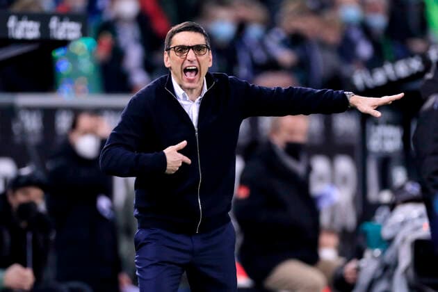 KORKUT Tayfun Coach Team Hertha BSC Berlin DFL 1 Football Bundesliga Season 2021 2022 Match Borussia Moenchengladbach Hertha BSC Berlin on 12 03 2022 in Moenchengladbach DFL REGULATES PROHIBIT ANY USE OF PHOTOGRAPHS as IMAGE SEQUENCES and or QUASI VIDEO