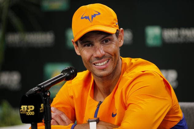 Mandatory Credit: Photo by Ella Ling Shutterstock (12845049bl) Rafael Nadal of Spain smiles during press conference, PK, Pressekonferenz BNP Paribas Open, Tennis, Day 4, Indian Wells Tennis Garden, California, USA - 12 Mar 2022 BNP Paribas Open, Tennis, Day 4, Indian Wells Tennis Garden, California, USA - 12 Mar 2022 Copyright: xEllaxLing Shutterstockx 12845049bl