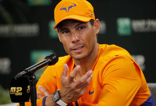 Mandatory Credit: Photo by Ella Ling Shutterstock (12845049bj) Rafael Nadal of Spain frustrated during press conference, PK, Pressekonferenz BNP Paribas Open, Tennis, Day 4, Indian Wells Tennis Garden, California, USA - 12 Mar 2022 BNP Paribas Open, Tennis, Day 4, Indian Wells Tennis Garden, California, USA - 12 Mar 2022 Copyright: xEllaxLing Shutterstockx 12845049bj