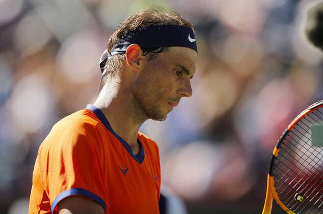 Mandatory Credit: Photo by Ella Ling Shutterstock (12845049cl) Rafael Nadal of Spain frustrated BNP Paribas Open, Tennis, Day 4, Indian Wells Tennis Garden, California, USA - 12 Mar 2022 BNP Paribas Open, Tennis, Day 4, Indian Wells Tennis Garden, California, USA - 12 Mar 2022 Copyright: xEllaxLing Shutterstockx 12845049cl