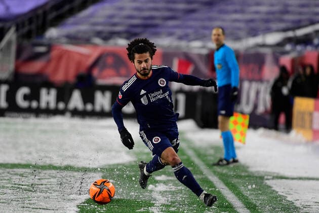 March 12, 2022: New England Revolution defender Ryan Spaulding (34) in game action during the MLS, Fussball Herren, USA match between Real Salt Lake and the New England Revolution held at Gillette Stadium in Foxborough Massachusetts. Real Salt Lake defeat New England Revolution 3-2. CSM Foxborough USA - ZUMAc04_ 20220312_zaf_c04_185 Copyright: xEricxCanhax