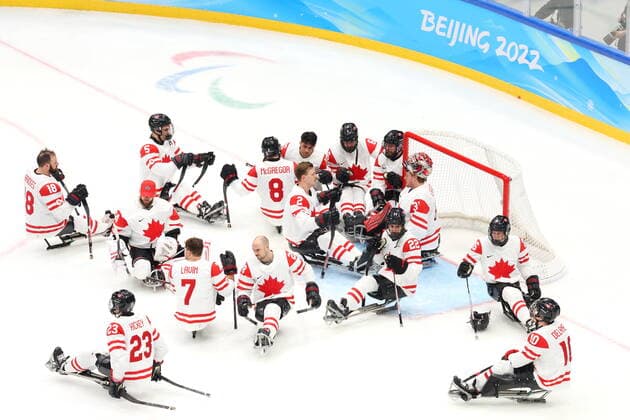 Canada team group, Mannschaftsbild, Totale (CAN), MARCH 13, 2022 - Para Ice hockey, Eishockey : Final match between United States 5-0 Canada during the Beijing 2022 Paralympic Winter games, Winterspiele,Spiele, Summer games at National Indoor Stadium in Beijing, China.  (183165563)