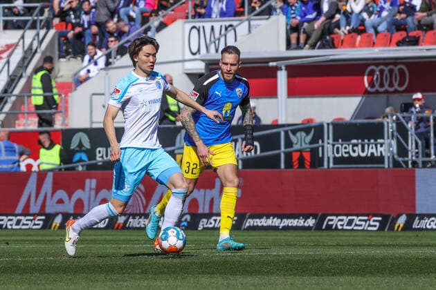 13 03 2022, football, 2021 2022 season, 2 Bundesliga, 26 matchday, FC Ingolstadt 04 FC Schalke 04, Ko Itakura FC Schalke 04 photo Tim Rehbein RHR FOTO Ingolstadt Audi Sportpark Bayern Germany xRHR FOTO TRx