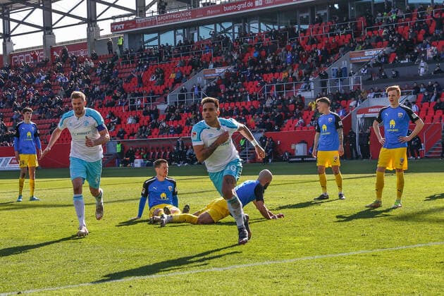 13 03 2022, Football, 2021 2022 season, 2 Bundesliga, 26 matchday, FC Ingolstadt 04 FC Schalke 04, Rodrigo Zalazar FC Schalke 04 cheers after his goal to 0 to 1 Photo Tim Rehbein RHR FOTO Ingolstadt Audi Sportpark Bayern Germany xRHR FOTO TRx
