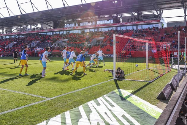13 03 2022, Football, 2021 2022 season, 2 Bundesliga, 26 matchday, FC Ingolstadt 04 FC Schalke 04, Malick Thiaw FC Schalke 04 scores the goal to 0 to 2 Photo Tim Rehbein RHR PHOTO Ingolstadt Audi Sportpark Bayern Germany xRHR PHOTO TRx