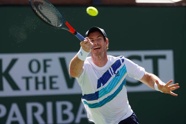 March 13, 2022 Andy Murray of Great Britain returns a shot against Alexander Bublik of Kazakhstan during the 2022 BNP Paribas Open at Indian Wells Tennis Garden in Indian Wells, California. Mandatory Photo Credit: CSM. Indian Wells United States of America - ZUMAc04_ 20220313_zaf_c04_151 Copyright: xCharlesxBausx