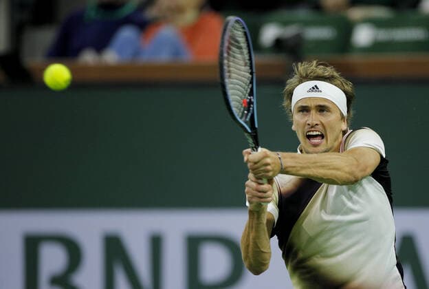 Sport Themen der Woche KW10 Sport Bilder des Tages Mandatory Credit: Photo by Ella Ling Shutterstock (12845054do) Alexander Zverev of Germany in action BNP Paribas Open, Tennis, Day 5, Indian Wells Tennis Garden, California, USA - 13 Mar 2022 BNP Paribas Open, Tennis, Day 5, Indian Wells Tennis Garden, California, USA - 13 Mar 2022  Copyright: xEllaxLing Shutterstockx 12845054do