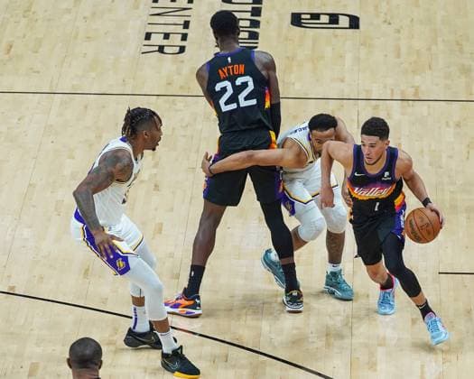 Sport Bilder des Tages Phoenix, Arizona, March 13th 2022: Devin Booker ( 1 Phoenix Suns) in action during the National Basketball Association game between the Los Angeles Lakers and the Phoenix Suns at Footprint Center in Phoenix, Arizona. Edwin Rodriguez SPP Los Angeles Lakers v Phoenix Suns - NBA, Basketball Herren, USA - FootPrint Center 