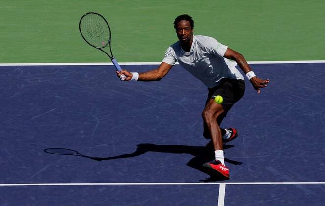 Mandatory Credit: Photo by Ella Ling Shutterstock (12845056i) Gael Monfils of France in action BNP Paribas Open, Tennis, Day 6, Indian Wells Tennis Garden, California, USA - 14 Mar 2022 BNP Paribas Open, Tennis, Day 6, Indian Wells Tennis Garden, California, USA - 14 Mar 2022  Copyright: xEllaxLing Shutterstockx 12845056i