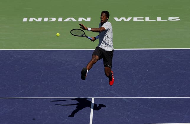 Mandatory Credit: Photo by Ella Ling Shutterstock (12845056g) Gael Monfils of France in action BNP Paribas Open, Tennis, Day 6, Indian Wells Tennis Garden, California, USA - 14 Mar 2022 BNP Paribas Open, Tennis, Day 6, Indian Wells Tennis Garden, California, USA - 14 Mar 2022  Copyright: xEllaxLing Shutterstockx 12845056g