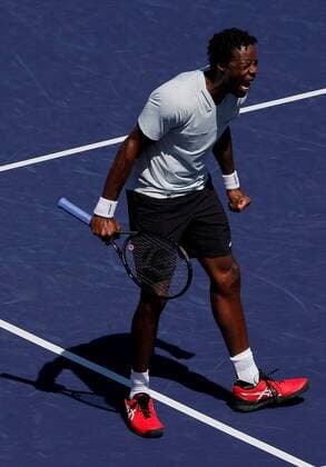 Mandatory Credit: Photo by Ella Ling Shutterstock (12845056r) Gael Monfils of France celebrates on match point BNP Paribas Open, Tennis, Day 6, Indian Wells Tennis Garden, California, USA - 14 Mar 2022 BNP Paribas Open, Tennis, Day 6, Indian Wells Tennis Garden, California, USA - 14 Mar 2022  Copyright: xEllaxLing Shutterstockx 12845056r