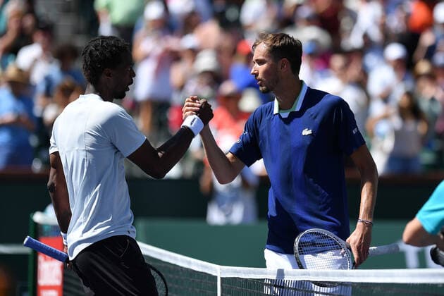 Gael Monfils defeated world number 1 Daniil Medvedev TENNIS : BNP Paribas Open 2022 - 14 03 2023 AntoineCouvercelle Panoramic 