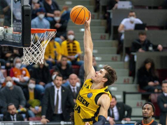 Ethan Happ MHP Riesen Ludwigsburg, 24 , GER, MHP Riesen Ludwigsburg vs Galatasaray Nef, Basketball, Champions League, Best of 16, Season 2021 2022, 14 03 2022, GER, MHP Riesen Ludwigsburg vs Galatasaray Nef, Basketball, Champions League, Best of 16, Season 2021 2022, 14 03 2022 Ludwigsburg. Copyright: xEibner-Pressefoto SaschaxWaltherx EP_EER