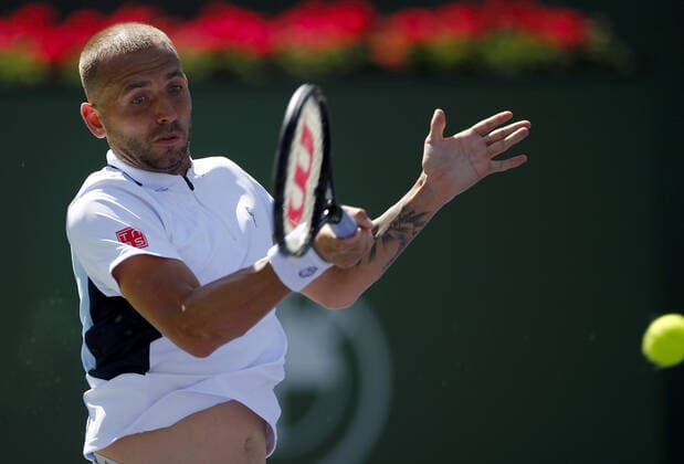 Mandatory Credit: Photo by Ella Ling Shutterstock (12845056ar) Dan Evans of Great Britain in action BNP Paribas Open, Tennis, Day 6, Indian Wells Tennis Garden, California, USA - 14 Mar 2022 BNP Paribas Open, Tennis, Day 6, Indian Wells Tennis Garden, California, USA - 14 Mar 2022  Copyright: xEllaxLing Shutterstockx 12845056ar