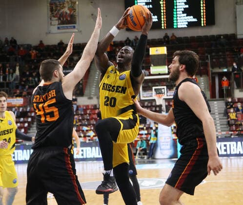 Rawle Alkins Giants, center MHP Riesen Ludwigsburg vs Galatasaray Nef Basketball Champions League 2021 2022 Ludwigsburg , GER, 14 03 2022,