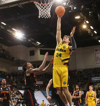 Ethan Rapp Giants, right MHP Riesen Ludwigsburg vs Galatasaray Nef Basketball Champions League 2021 2022 Ludwigsburg , GER, 14 03 2022,