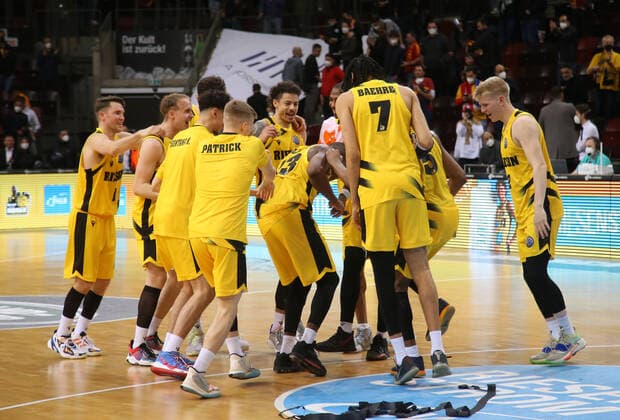Final cheer Ludwigsburg MHP Riesen Ludwigsburg vs Galatasaray Nef Basketball Champions League 2021 2022 Ludwigsburg , GER, 14 03 2022,