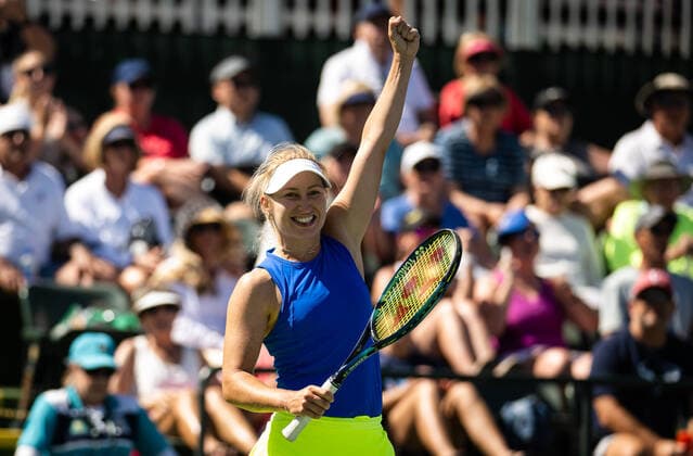 March 14, 2022, INDIAN WELLS, CALIFORNIA, UNITED STATES: Daria Gavrilova of Australia in action during the third round of the 2022 BNP Paribas Open WTA, Tennis Damen 1000 tennis tournament against Elise Mertens of Belgium INDIAN WELLS UNITED STATES - ZUMAa181 20220314_zaa_a181_039 Copyright: xRobxPrangex