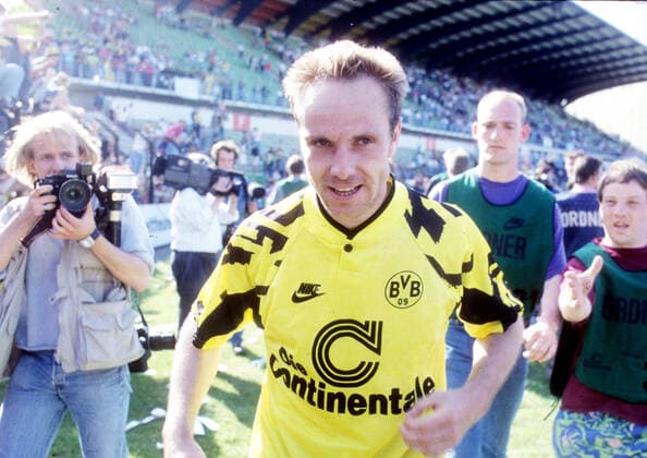 MSV Duisburg Borussia Dortmund 0 1 on 16 05 1992 Michael Rummenigge BVB after the match HM