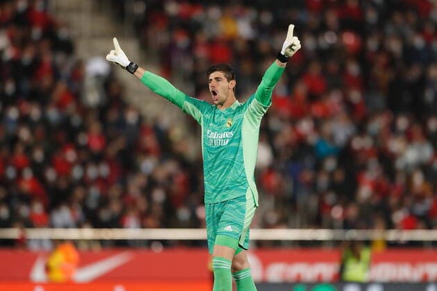 Thibaut Courtois (Real), MARCH 14, 2022 - Football Soccer : Courtois celebrate after Benzema s goal during Spanish La Liga Santander match between RCD Mallorca 0-3 Real Madrid CF at the Visit Mallorca Estadi in Palma de Mallorca, Spain. Noxthirdxpartyxsales  (0152765331st)