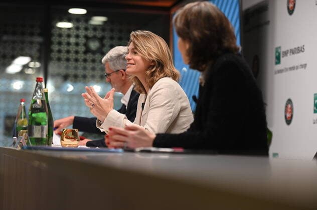 Gilles Moretton, Amelie Mauresmo, Amelie Oudea-Castera, Roland-Garros 2022, Conference de Presse TENNIS : Conference de presse - Roland Garros - 16 03 2022 FFT Panoramic 