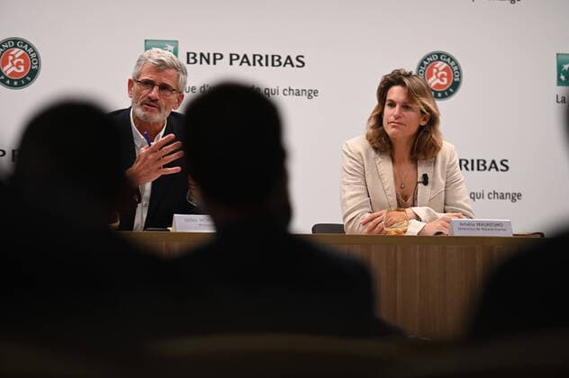 Gilles Moretton, Amelie Mauresmo, Roland-Garros 2022, Conference de Presse TENNIS : Conference de presse - Roland Garros - 16 03 2022 FFT Panoramic 