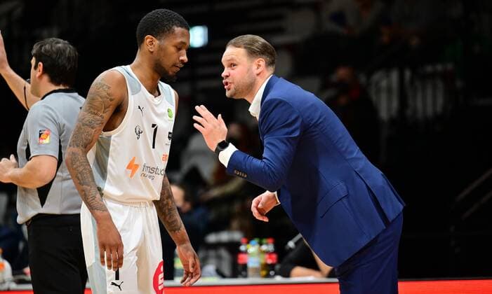 16 03 2022 Basketball Season 2021 2022 2 Bundesliga Pro A 21 Matchday Nürnberg Falcons Basketball Club NBC Phoenix Hagen Dupree Mc Brayer 1, Nürnberg Falcons BC NBC Vytautas Buzas Coach Headcoach Nürnberg Falcons BC NBC