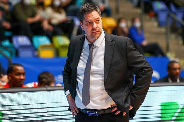 Frankfurt 16 03 2022 xjfx Basketball BBL Bundesliga, Fraport Frankfurt Skyliners s Oliver Würzburg emspor, emonline v l , Coach Sasa FILIPOVSKI Head Coach s Oliver Würzburg Copyright: JoaquimxFerreira