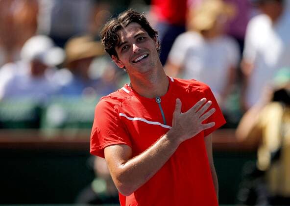 Mandatory Credit: Photo by Ella Ling Shutterstock (12845061c) Taylor Fritz of USA celebrates BNP Paribas Open, Tennis, Day 8, Indian Wells Tennis Garden, California, USA - 16 Mar 2022 BNP Paribas Open, Tennis, Day 8, Indian Wells Tennis Garden, California, USA - 16 Mar 2022  Copyright: xEllaxLing Shutterstockx 12845061c