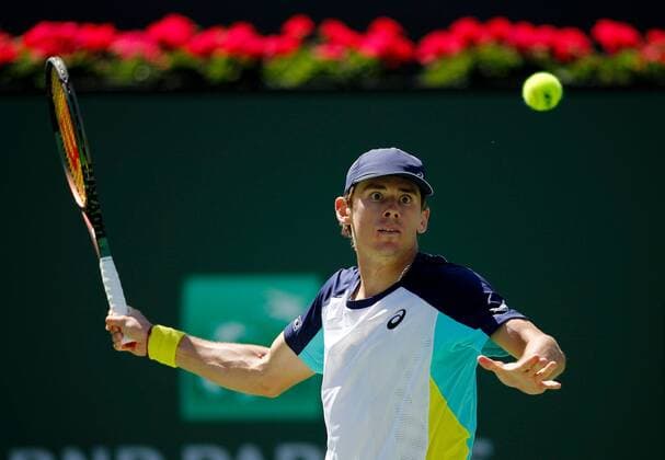 Mandatory Credit: Photo by Ella Ling Shutterstock (12845061q) Alex de Minaur of Australia in action BNP Paribas Open, Tennis, Day 8, Indian Wells Tennis Garden, California, USA - 16 Mar 2022 BNP Paribas Open, Tennis, Day 8, Indian Wells Tennis Garden, California, USA - 16 Mar 2022  Copyright: xEllaxLing Shutterstockx 12845061q