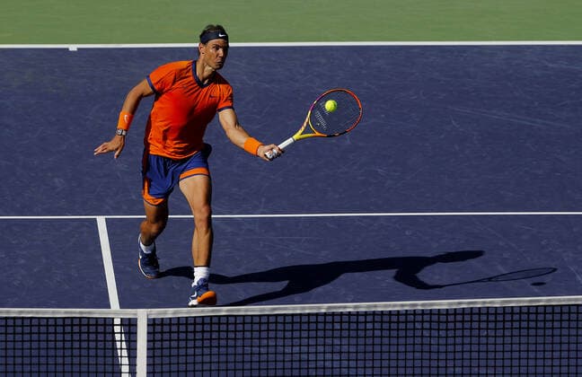 Mandatory Credit: Photo by Ella Ling Shutterstock (12845061w) Rafael Nadal of Spain in action BNP Paribas Open, Tennis, Day 8, Indian Wells Tennis Garden, California, USA - 16 Mar 2022 BNP Paribas Open, Tennis, Day 8, Indian Wells Tennis Garden, California, USA - 16 Mar 2022  Copyright: xEllaxLing Shutterstockx 12845061w