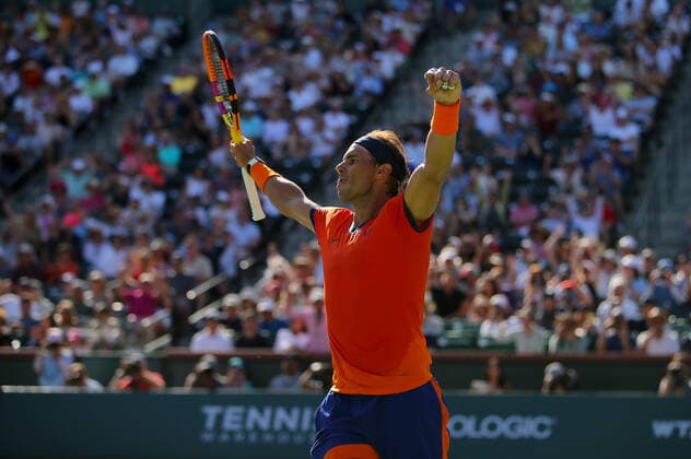 Mandatory Credit: Photo by Ella Ling Shutterstock (12845061ac) Rafael Nadal of Spain celebrates BNP Paribas Open, Tennis, Day 8, Indian Wells Tennis Garden, California, USA - 16 Mar 2022 BNP Paribas Open, Tennis, Day 8, Indian Wells Tennis Garden, California, USA - 16 Mar 2022  Copyright: xEllaxLing Shutterstockx 12845061ac