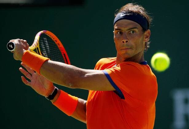 Mandatory Credit: Photo by Ella Ling Shutterstock (12845061av) Rafael Nadal of Spain in action BNP Paribas Open, Tennis, Day 8, Indian Wells Tennis Garden, California, USA - 16 Mar 2022 BNP Paribas Open, Tennis, Day 8, Indian Wells Tennis Garden, California, USA - 16 Mar 2022  Copyright: xEllaxLing Shutterstockx 12845061av