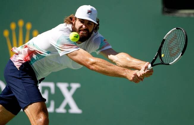 Mandatory Credit: Photo by Ella Ling Shutterstock (12845061ar) Reilly Opelka of USA in action BNP Paribas Open, Tennis, Day 8, Indian Wells Tennis Garden, California, USA - 16 Mar 2022 BNP Paribas Open, Tennis, Day 8, Indian Wells Tennis Garden, California, USA - 16 Mar 2022  Copyright: xEllaxLing Shutterstockx 12845061ar