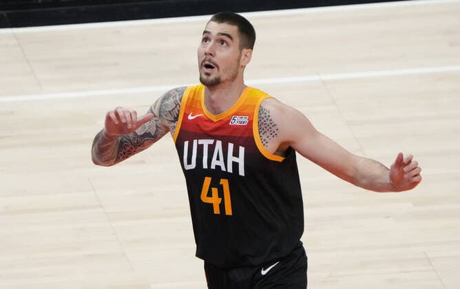 Utah Jazz forward Juancho Hernangomez (41) is in action during an NBA, Basketball Herren, USA game between Utah Jazz and Chicago Bulls, in Vivint Smart Home Arena in Salt Lake City, Utah, USA, 16 March 2022. Utah Jazz - Chicago Bulls !ACHTUNG: NUR REDAKTIONELLE NUTZUNG!  Copyright: xGEORGExFREYx AME3845 20220317-58d7f00feb88f498da473ee24fb599a9ac2a17bb