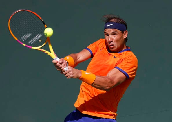 March 16, 2022 Rafael Nadal of Spain returns a shot against Reilly Opelka during the 2022 BNP Paribas Open at Indian Wells Tennis Garden in Indian Wells, California. Mandatory Photo Credit: CSM. Indian Wells United States of America - ZUMAc04_ 20220316_zaf_c04_086 Copyright: xCharlesxBausx