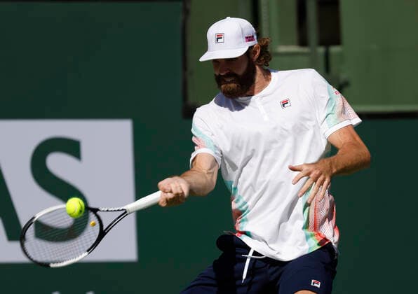 March 16, 2022 Reilly Opelka returns a shot against Rafael Nadal of Spain during the 2022 BNP Paribas Open at Indian Wells Tennis Garden in Indian Wells, California. Mandatory Photo Credit: CSM. Indian Wells United States of America - ZUMAc04_ 20220316_zaf_c04_145 Copyright: xCharlesxBausx