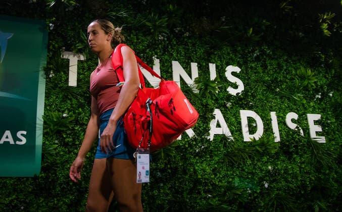 March 16, 2022, INDIAN WELS, CALIFORNIA, UNITED STATES: Madison Keys of the United States before the quarter-final of the 2022 BNP Paribas Open WTA, Tennis Damen 1000 tennis tournament against Iga Swiatek of Poland INDIAN WELS UNITED STATES - ZUMAa181 20220316_zaa_a181_036 Copyright: xRobxPrangex